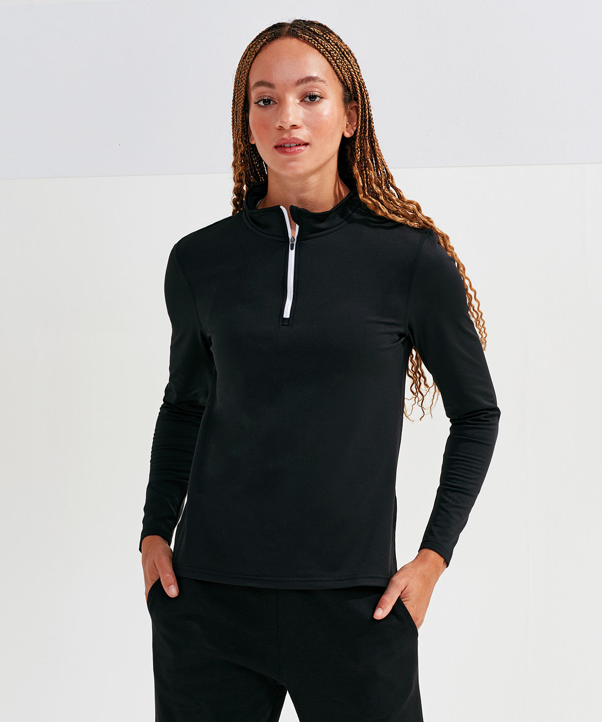 Womens TriDri® recycled long sleeve brushed back ¼ zip top