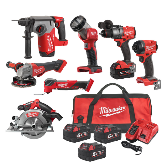 Milwaukee M18™ FUEL™ 7 Piece Power Tool Pack with 3 x 5.0Ah Batteries